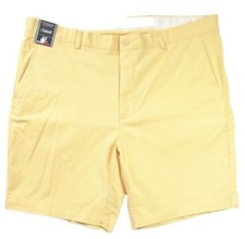 ROUNDTREE YORKE Sunny Yellow Classic Fit Flat Front Chino Shorts NEW 42x7 42