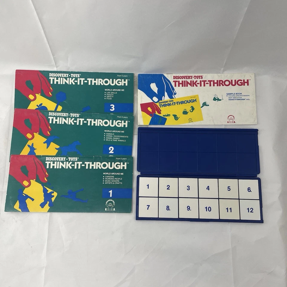Discovery Toys THINK- IT-THROUGH Fliesen + 3 Bücher + Musterbuch Vintage