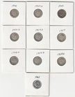 Ten 90% Silver Roosevelt Dimes '46, '47D, '49, '52D, '54D. '57, '58D, '59Dx2,'63