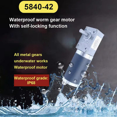5840-42 75KG waterproof grade IP68 dustproo worm gear reduction motor metal gear