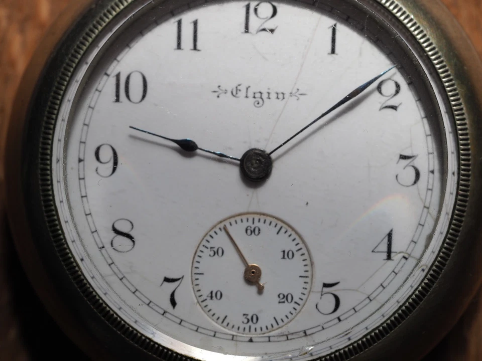große schwere vintage Elgin Taschenuhr Military Dienstur 7 Steine (3) - Bild 3 von 4
