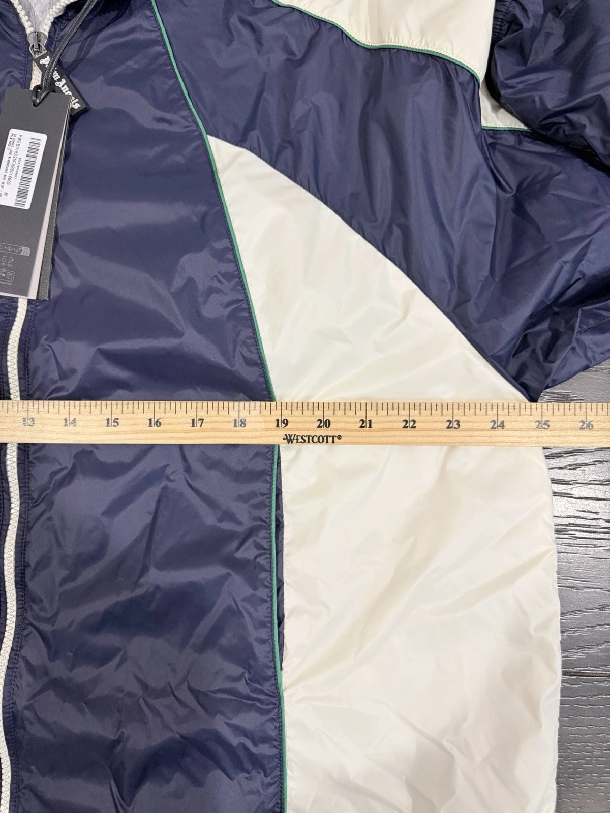 Palm Angels MED Curved Logo Windbreaker Jacket Navy Blue NWT π₯ $1181 - product detail image 12