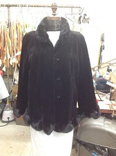 Black Sheared Mink Swing Jacket Coat Ruffled & Scalloped Gorgeous New Style