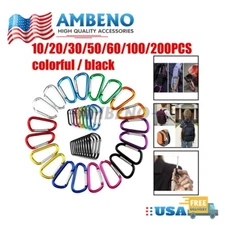 10/200x Aluminum Carabiner D Shape Spring Clip Snap Key Hook Keychain Buckle New