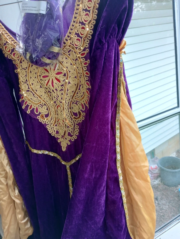Dreamgirl Queen of Thrones Renaissance Purple/Gold Adult Large - Image 4 of 4