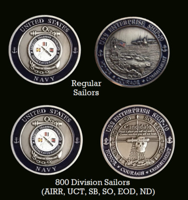 ~ USS Enterprise ~ Ship 10 ~ US Navy Recruit Training Command Challenge Coin ~