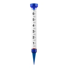 704-1549 La Crosse 18" Jumbo 6" Rain Capacity Plastic Rain Gauge - Blue
