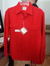NOS McGREGOR 50's Red  Loop Collar Flap Pockets Long Sleeves 100 Wool M-L