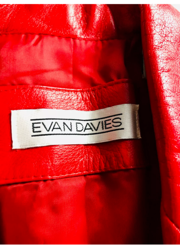 Evan Davies Women's Classic Cherry Red Nappa Lamb Leather Jacket Coat Size 4 - Picture 6 of 10