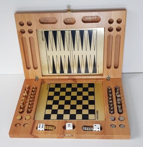 1980er Jahre ERREGIEMME 3 in 1 Reise Schach Backgammon Dame Set magnetisch Italien - Bild 3 von 15