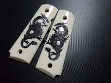 New Black Dragon on Beige Resin Grip For Colt 1911 Full Size Kimber Clones 