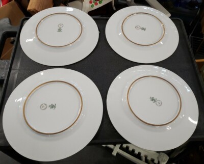 4) Hutschenreuther Selb Bavaria Dinner Plates 24k Coin Gold