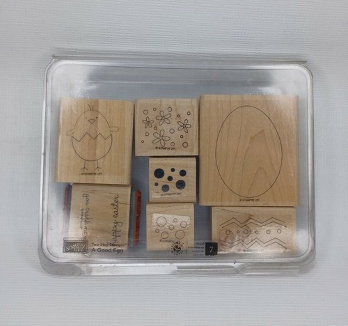 Stampin Up A Good Egg Chick Easter Set 7 Wood Mounted Rubber Stamps - Picture 3 of 9