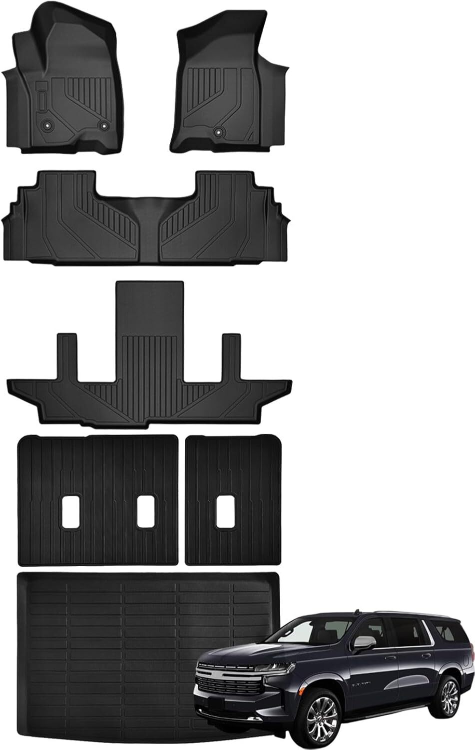 Full Sets Floor Mats for Chevy Chevrolet Suburban/GMC Yukon XL 2024-2021(7 Seat)