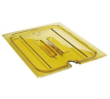 Lot of 6 Cambro 20HPCHN150 Amber Half Size Notched H-Pan Cover w/Handle