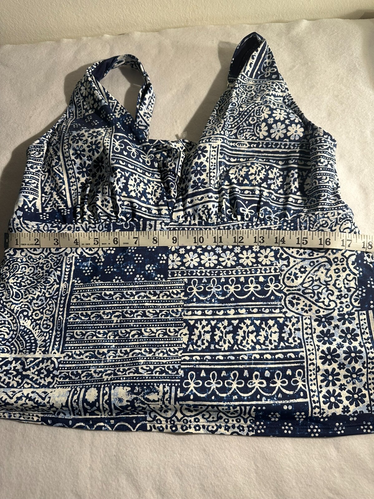 Lands' End Blue Patchwork Tummy Control Padded Ta… - image 4