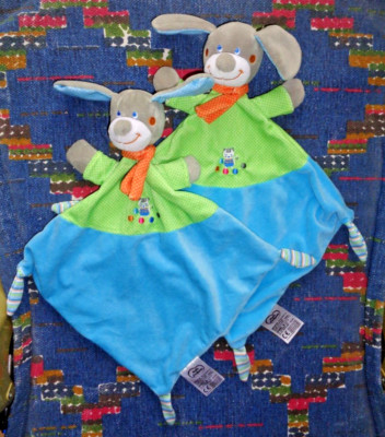 Doudou chat gris rouge orange pois chat brodé MOTS D'ENFANTS