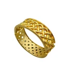 Basket Weave Hinged Bangle Clamper Bracelet Matte Gold Tone 80s Costume Jewelry