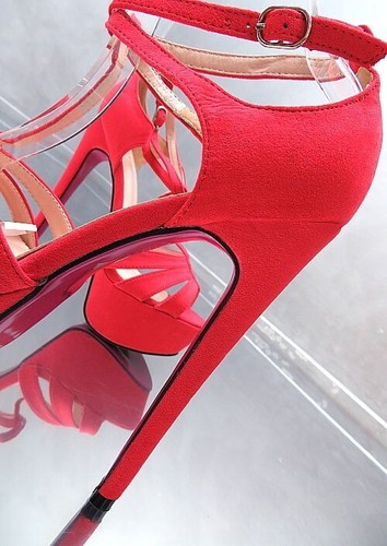 Diamantique Original Tacones Altos Plataforma Sandalias Rojo 35 - Imagen 5 de 6
