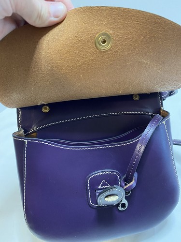 Dooney & Bourke Alto Collection Purple Leather Happy Bag Crossbody Saddlebag - Picture 6 of 9