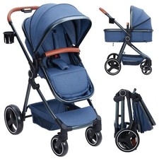 Baby Stroller With Adjustable Canopy, High Landscape Baby Stroller for Newborn