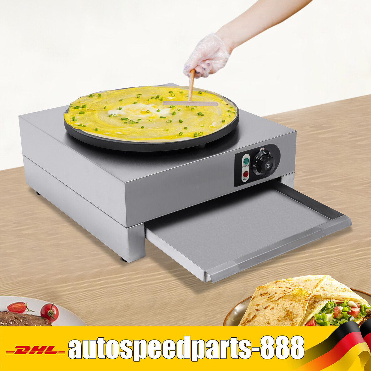 Crepes Maker Crepesger?t placa de crepes de acero inoxidable placa de crepes 3000W 40 cm