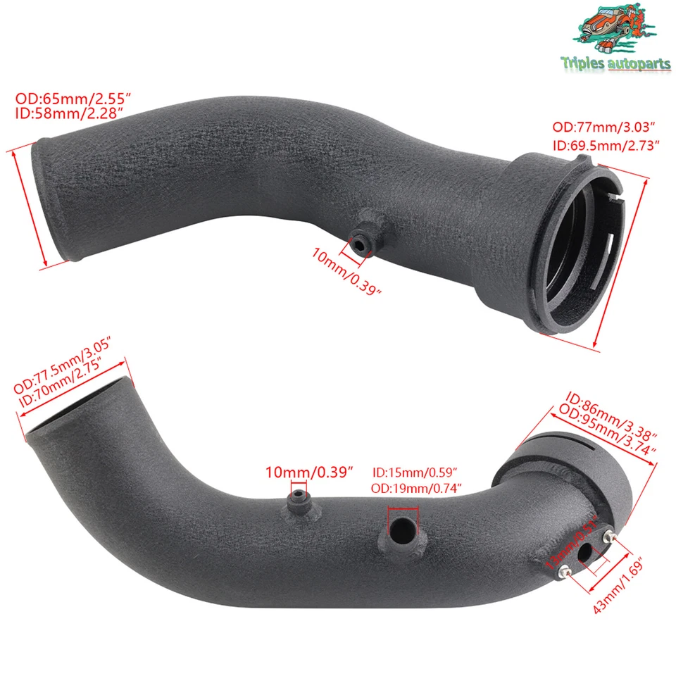 Tubo de carga turbo de admissão alumínio para 2012-2016 BMW N55 N55 M235i M135i preto - Imagem 2 de 4