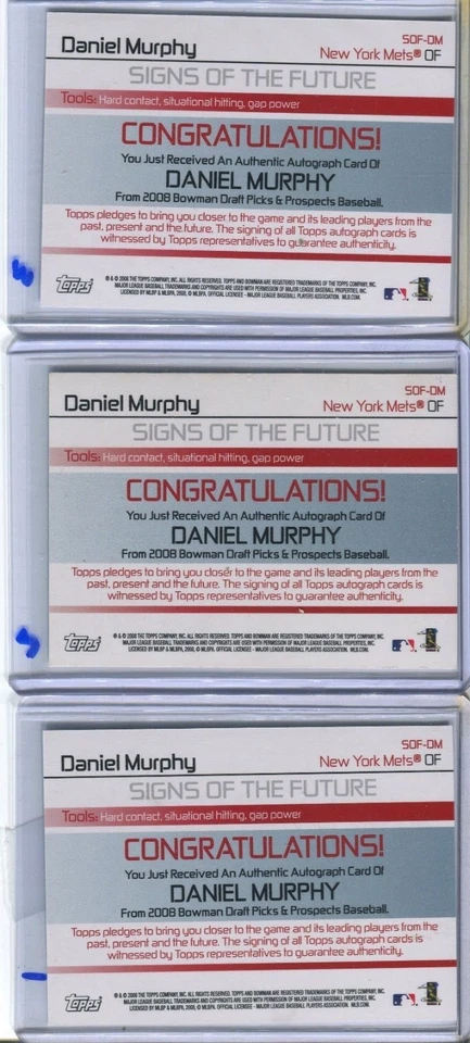 (1) Daniel Murphy 2008 Bowman Signs of the Future RC autógrafo de novato automático Foto 2 de 2