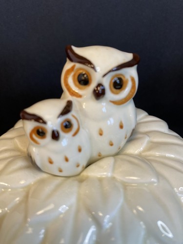 VTG Norcrest Owls Vanity Set Toothbrush Holder Soap Dish Trinket Storage W/ Lid - Picture 10 of 24