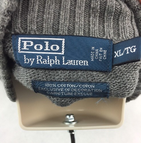 Men's Gray Polo Ralph Lauren Partial Zip Knit Sweater Size XL - Picture 6 of 6