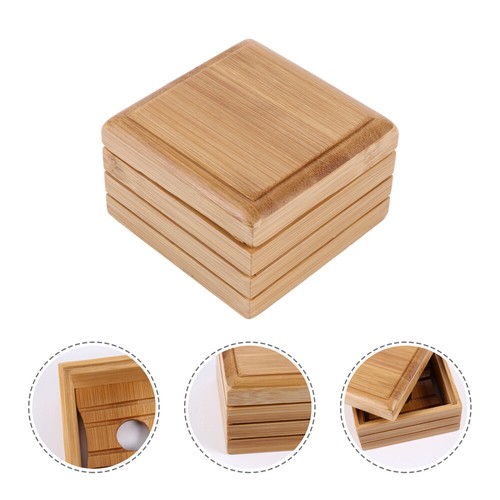 Sponge Tray Bar Soap Dish Sink Storage Holder Box Bamboo with Cover - Bild 7 von 12