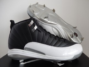 NIKE JORDAN 12 RETRO METAL BASEBALL CLEATS BLACK-RED-WHITE SZ 14 [625221-012] | eBay