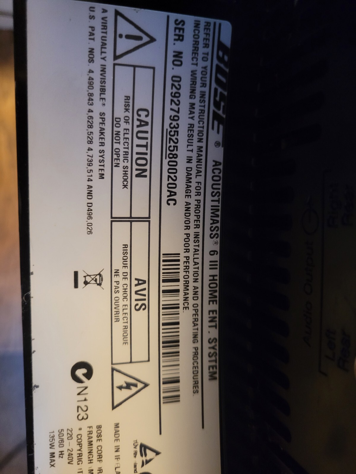 BOSE speakers & Yamaha receiver home cinema surround system eBay