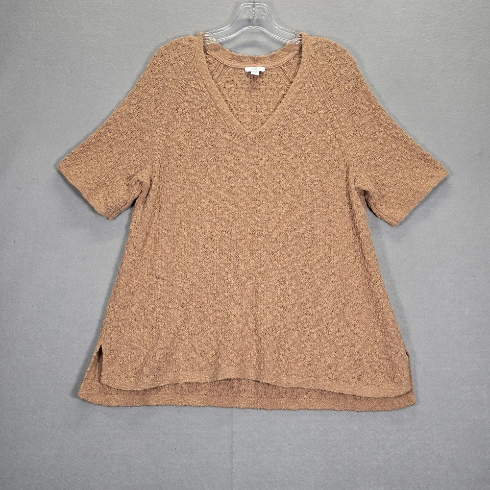 Suéter para mujer J. Jill 2X talla grande cuello en V grueso tejido mezcla de algodón pulóver