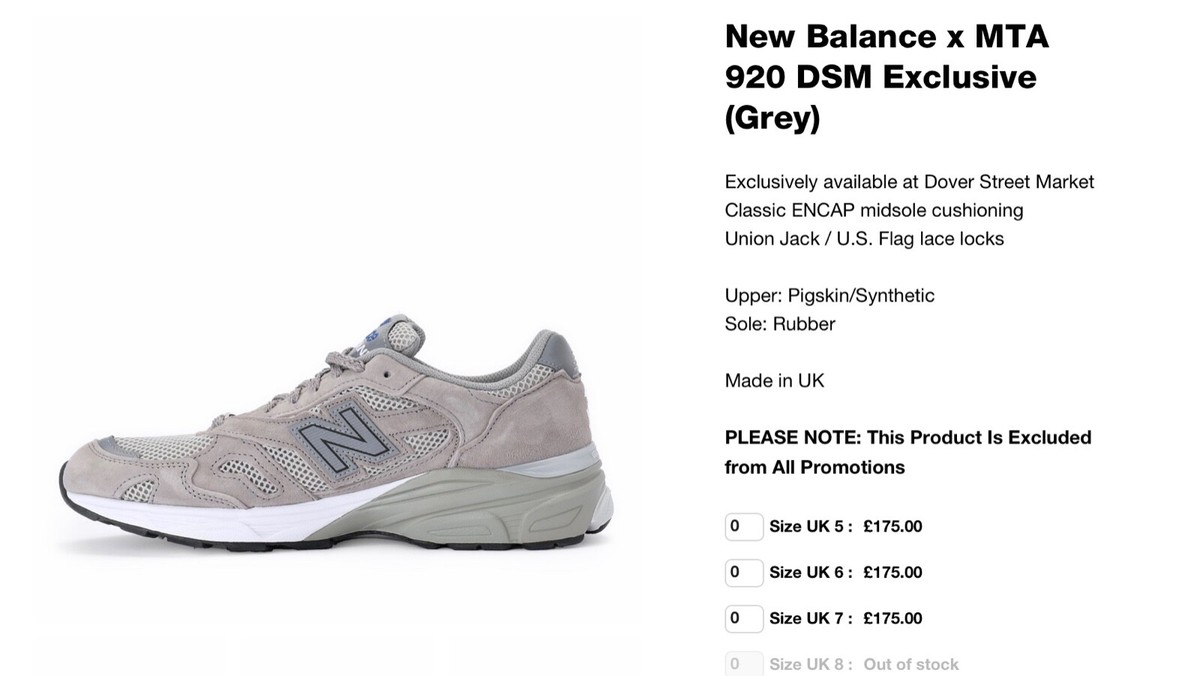 newbalance×MTA M920MTA US9 New Balance MTA X 920 Made In England 'NYC Subway' M920MTA