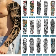 Full Sleeve Temporary Tattoo Large Arm Transfer Fake Body Sticker Women Men⊥