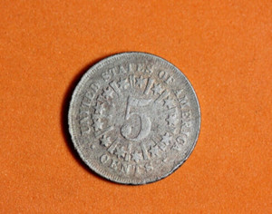 1867- Shield Nickel 5 Cent Piece #P09603