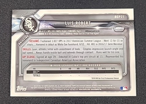 Luis Robert 2018 1st Bowman Chrome Card #BCP21 Chicago White Sox - Picture 4 of 5