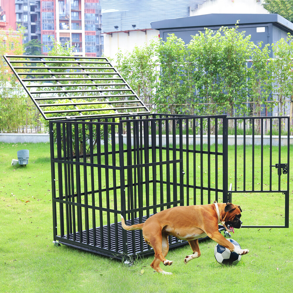 Heavy Duty Large Dog Cage Crate Metal Square Tube Kennel Door Lockable XL  XXL