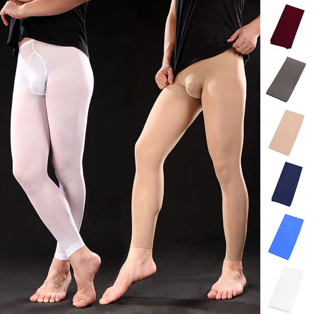 Mens See-through casual Long Johns Pants Sexy Tight Yoga leggings