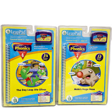 NIP Lot of 2 LeapFrog LeapPad Interactive Book and Cartridge PHONICS Program Set