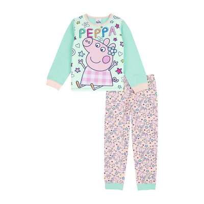 Peppa Pig Mädchen Schlafanzug lang Pyjama Set, offizielle Peppa Pig Fanartikel