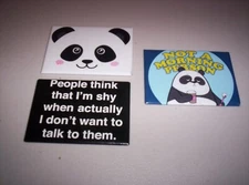 Kalan LP Magnets Set of 3 Panda Bear-People think I'm shy-Not a morning person