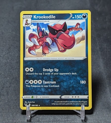Krookodile Regular Rare Darkness Pokemon TCG SWSH VIVID VOLTAGE Card 109/185