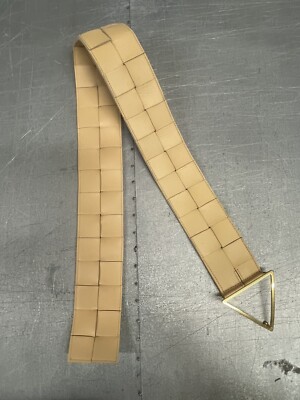 Bottega Veneta Belt 75 cm Beige Intrecciato Leather Bottega Veneta White Intrecciato Leather Triangle Wide Belt  main image 4