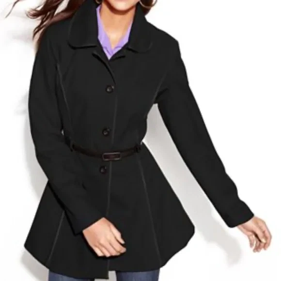 $99 Jou Jou Gray Single Breasted Belted Pleated Peplum Peacoat/Jacket Size L - Image 2 of 4