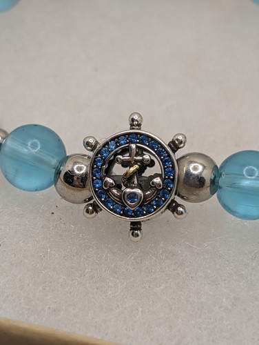 Sterling Silver Nautical Anchor Beaded Bracelet
