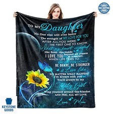 Throw Blanket Flannel Fleece 60x50 Inches Daughter Gift from Mom I Love You
