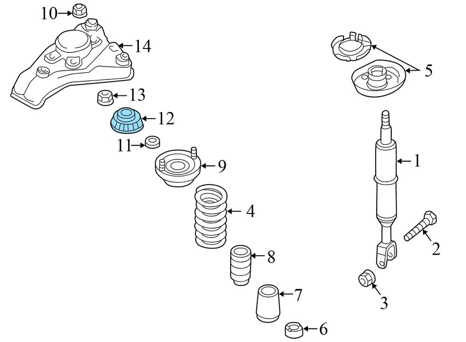 AUDI A8 1997-2002 - Montaje de puntal de goma delantero / Buje 4D0412377F Foto 3 de 4