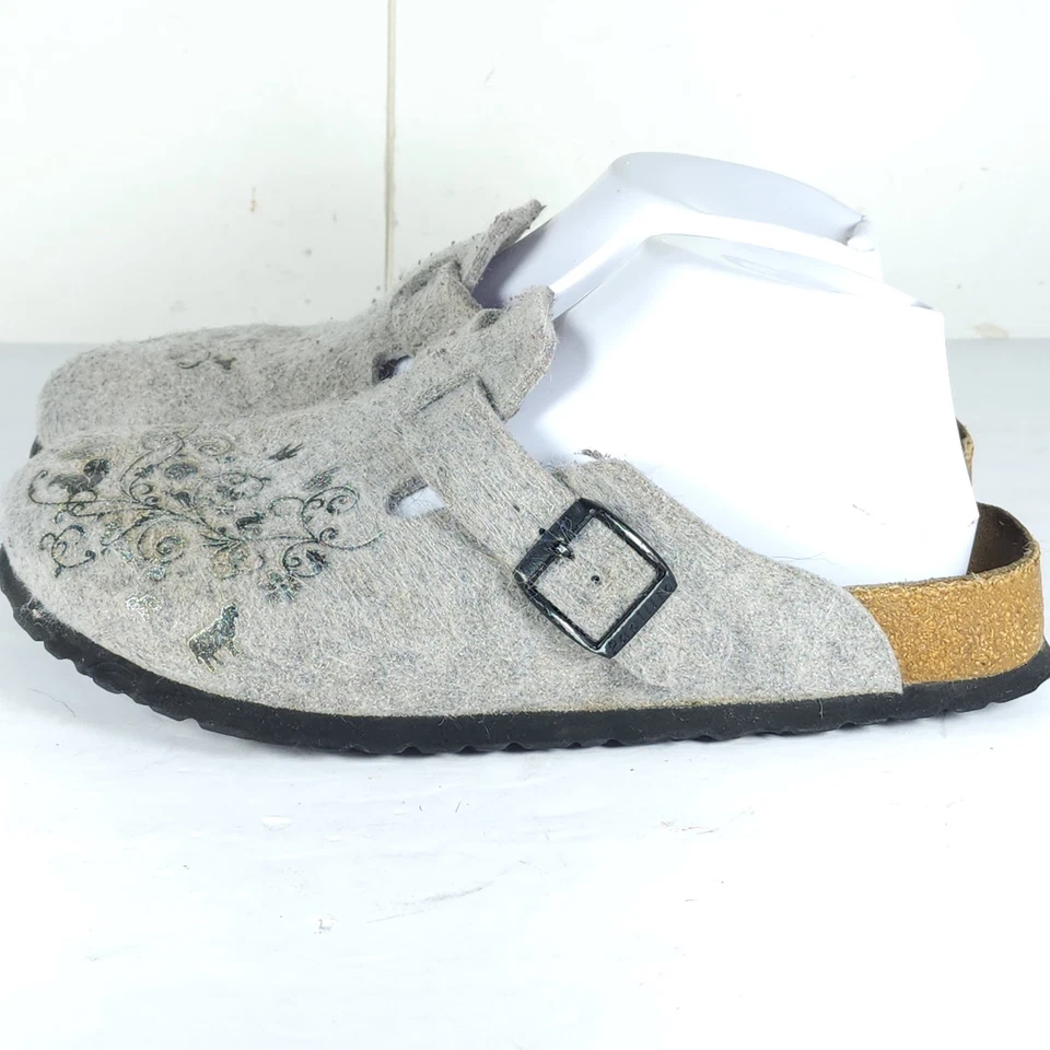 Zapatos zuecos Birkenstock Papillio para mujer Boston EU38 US7 gris lana estampado floral  Foto 2 de 4